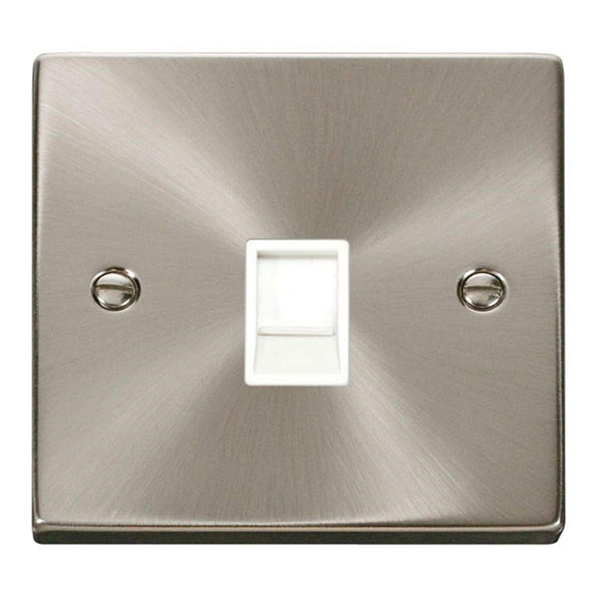 SE Home Satin / Brushed Chrome Rj11 Socket in Metallic Silver