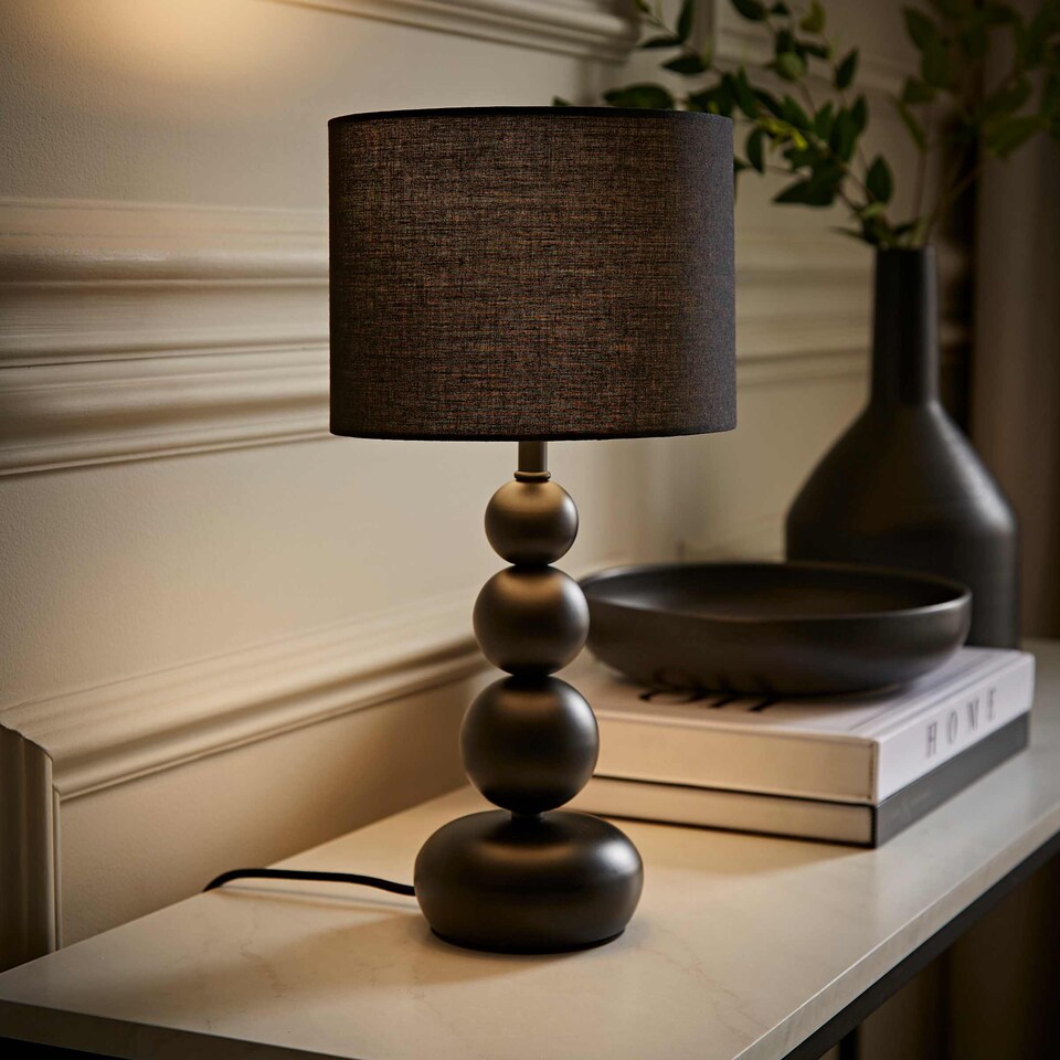 image 1 of ValueLights Marissa Black Stacked Ball Table Lamp Light