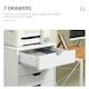image 4 of Vinsetto Mobile Filing Cabinet, 7-drawer File Cabinet with Wheels, White