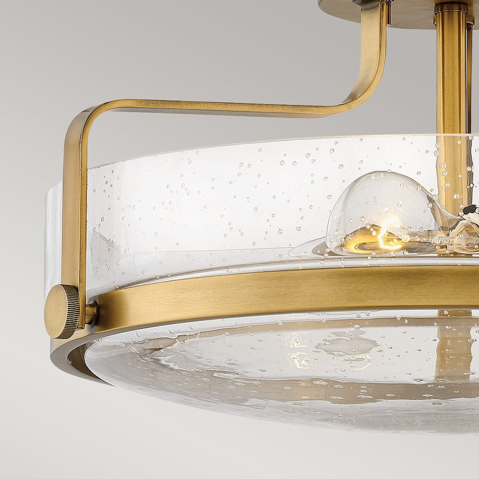 image 1 of Harper 3 Light Bowl Semi Flush Ceiling Light, Heritage Brass