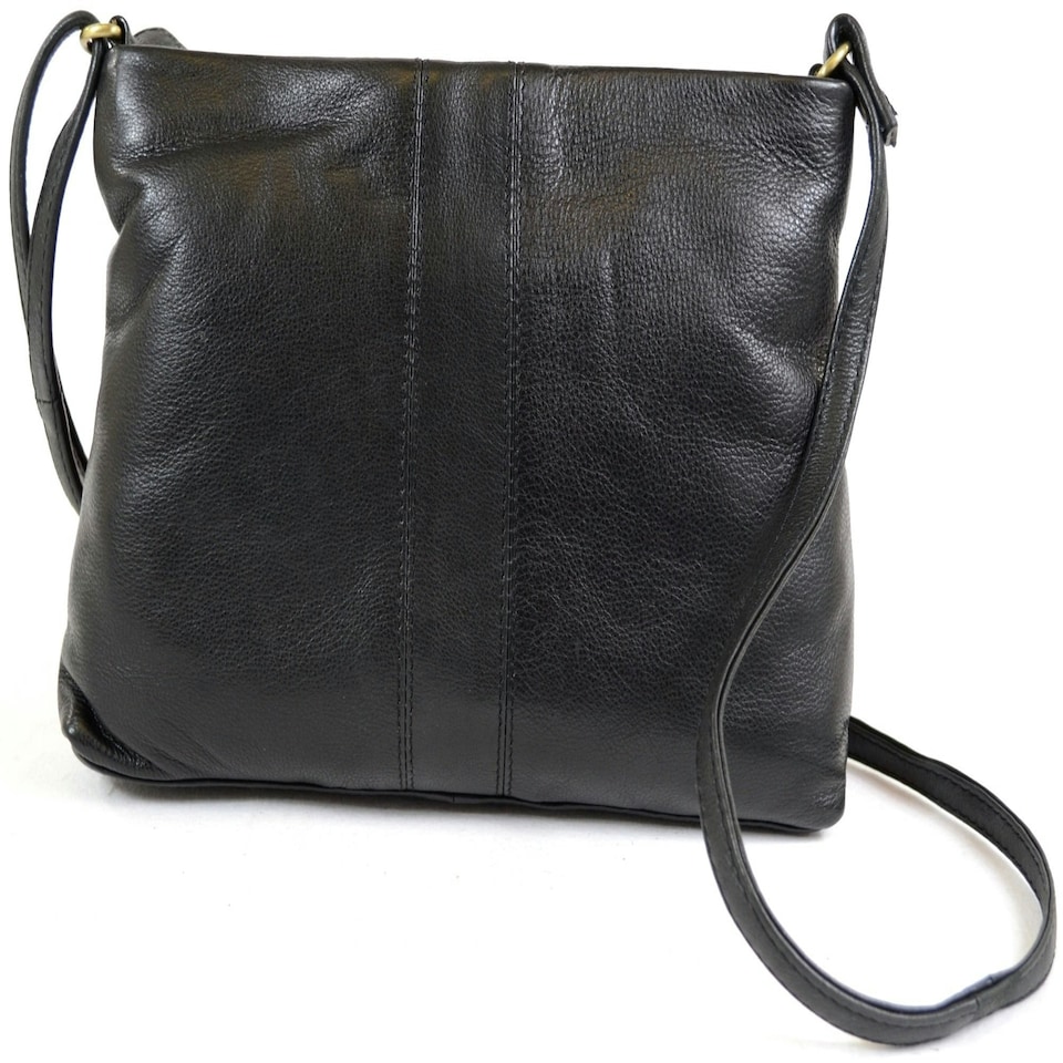 image 1 of Soft Premium Leather Shoulder / Cross Body Bag Black | Black