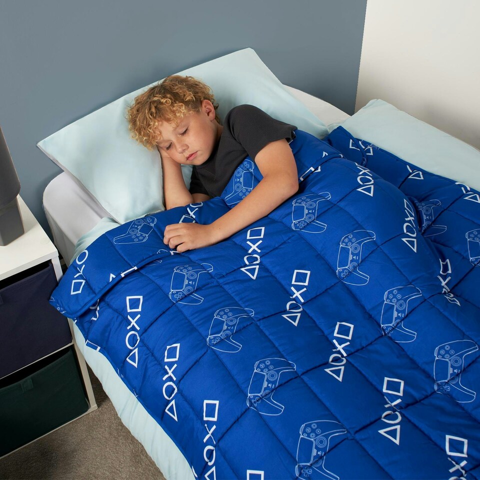 image 1 of OHS 3kg Kids Weighted Blanket PlayStation Sensory Sleep Therapy, 100x150cm - Blue