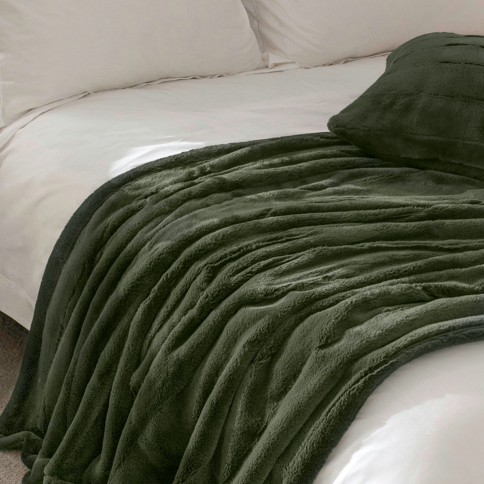 image 1 of Furn Empress Faux Fur Cushion Cover Green