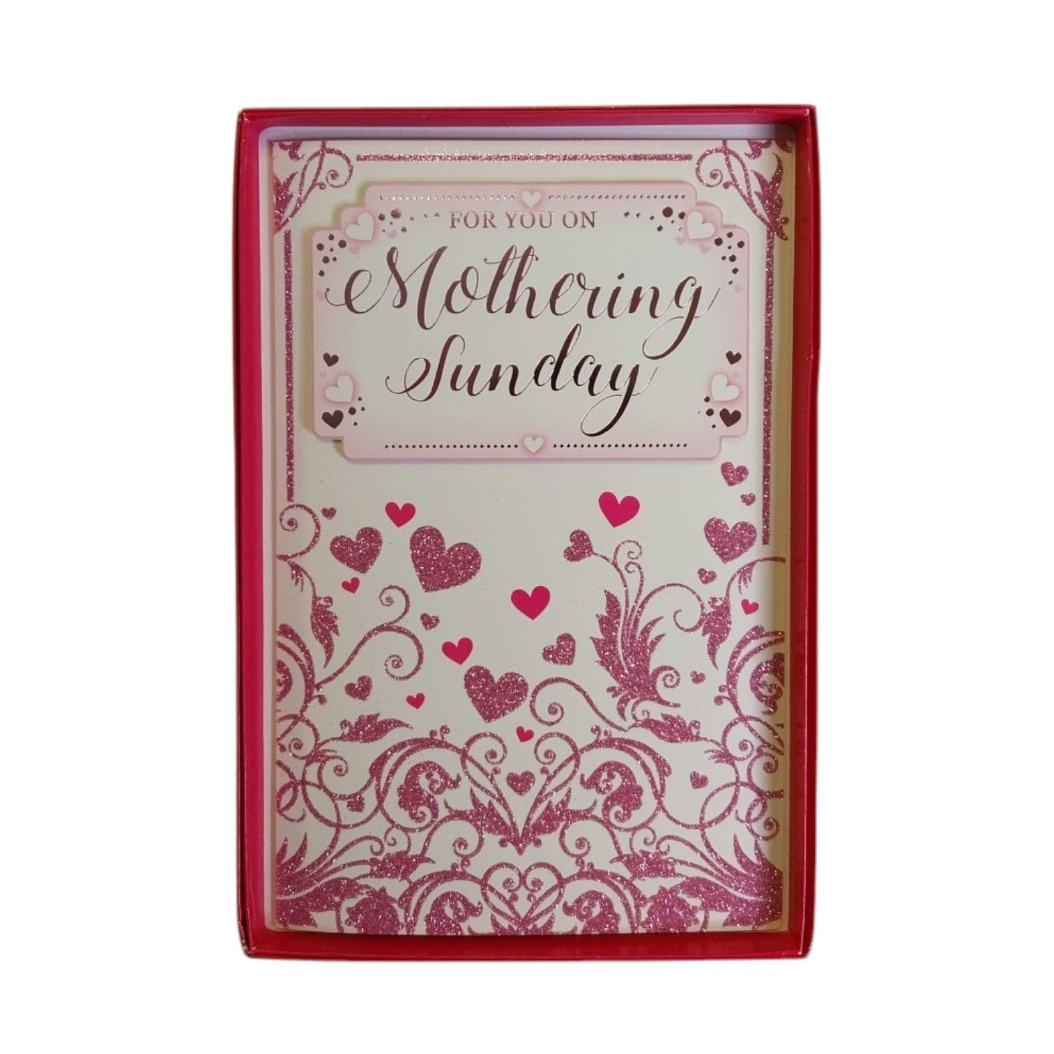 Mothering Sunday Classic Mini Pink Hearts Design Mother's Day Boxed Card