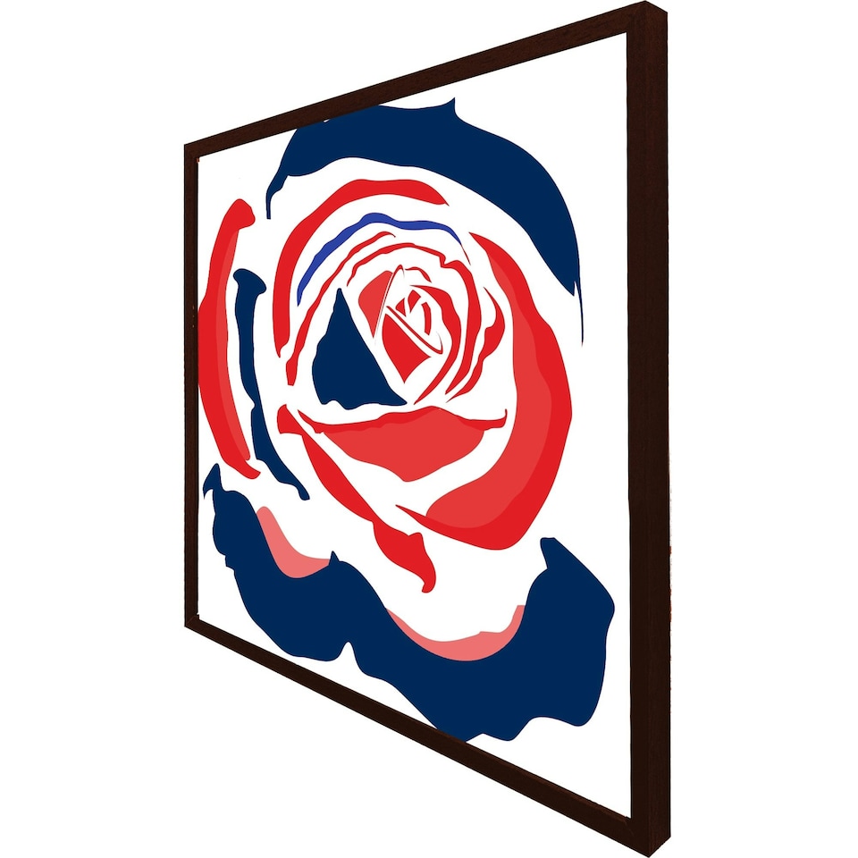 image 1 of Red & blue rose print (Picutre Frame) White | M
