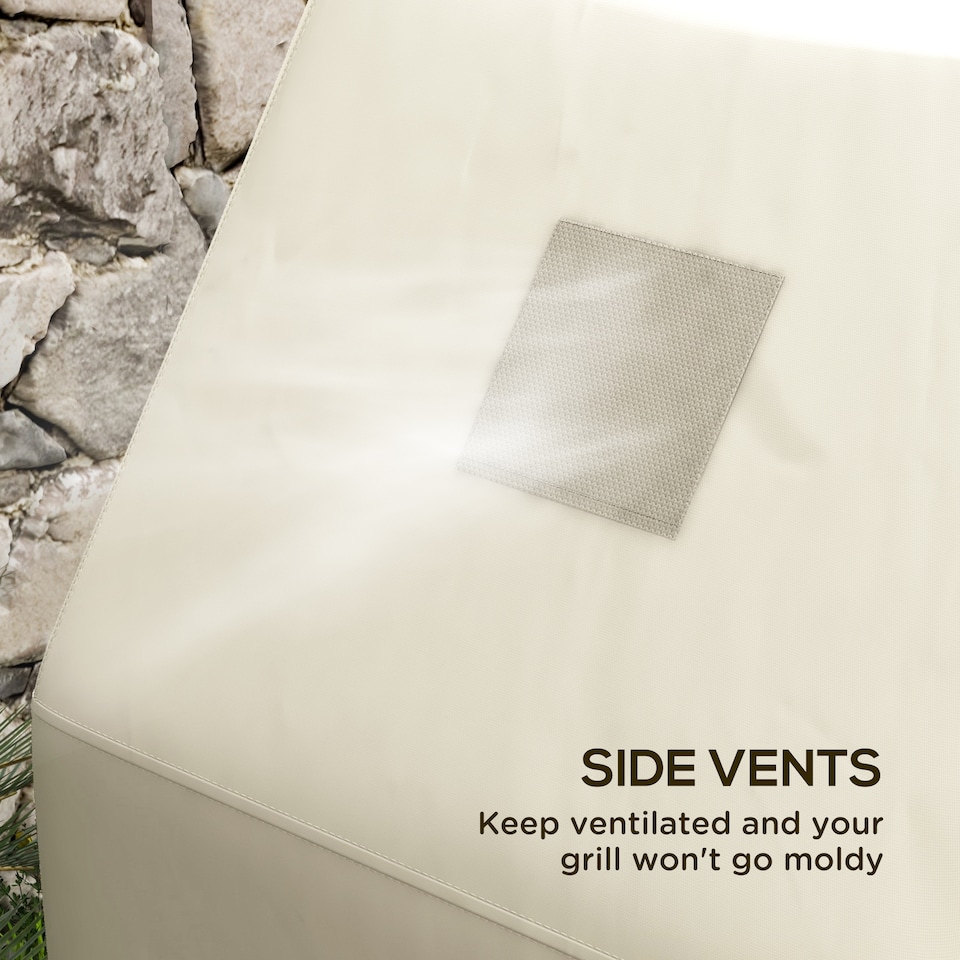 image 1 of Outsunny BBQ Cover for Rectangular Gas Grill, 300D Oxford Fabric Barbecue Covers, Waterproof UV Protection Rip-Proof, with Windproof Buckles, Beige, 188 x 71 x 125cm