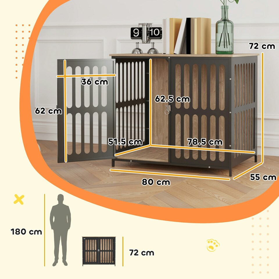 image 1 of PawHut Dog Crate Furniture with Anti-Chew Resistant Mesh for Medium Dogs 