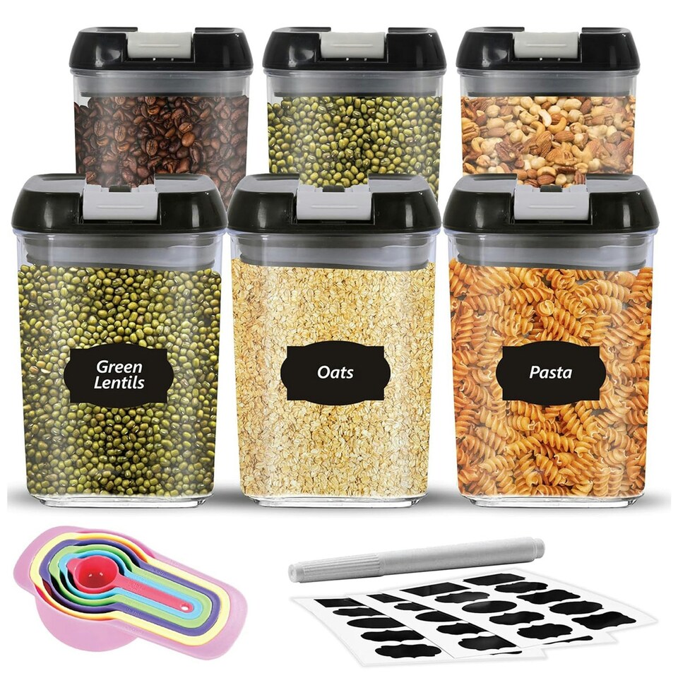 image 1 of 3 x 0.8 Litre Easy To Use Durable Cereal & Dry Food Storage Containers Food Grade Approved Clear