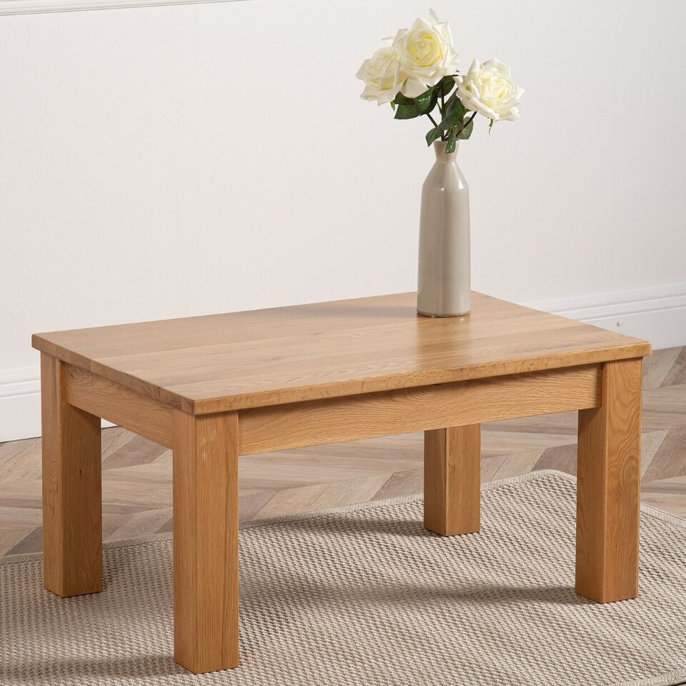 image 1 of Oslo Solid Oak Coffee Table for Living Room | Brown | Light Oak