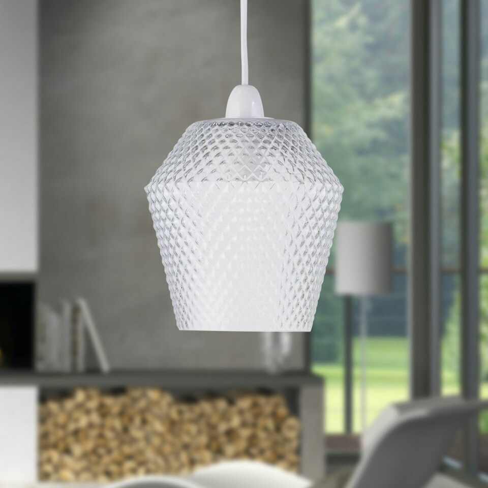 image 1 of Porter - Clear Textured Glass Easy Fit Pendant Shade Clear