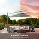 image 7 of Outsunny 3 m Cantilever Roma Parasol with LED Solar Lights, Crank and Tilt, Aluminium Frame, Cross Base and Adjustable Canopy 360 Rotating Sun Umbrella with 2Tier Shade, Grey