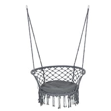 Outsunny Hanging Hammock Chair Macrame Seat for Outdoor Patio Garden Dark Grey 