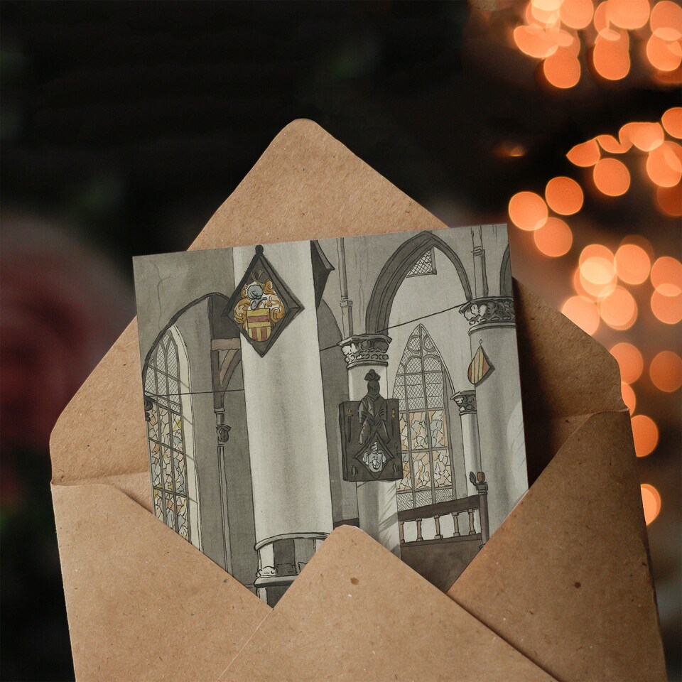 image 1 of Cornelis Ploos van Amstel Gothic Church Interior Art Greeting Card