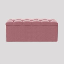 180cm Luna Chesterfield Ottoman Storage Box - Pink Plush Velvet Upholstered Blanket Box