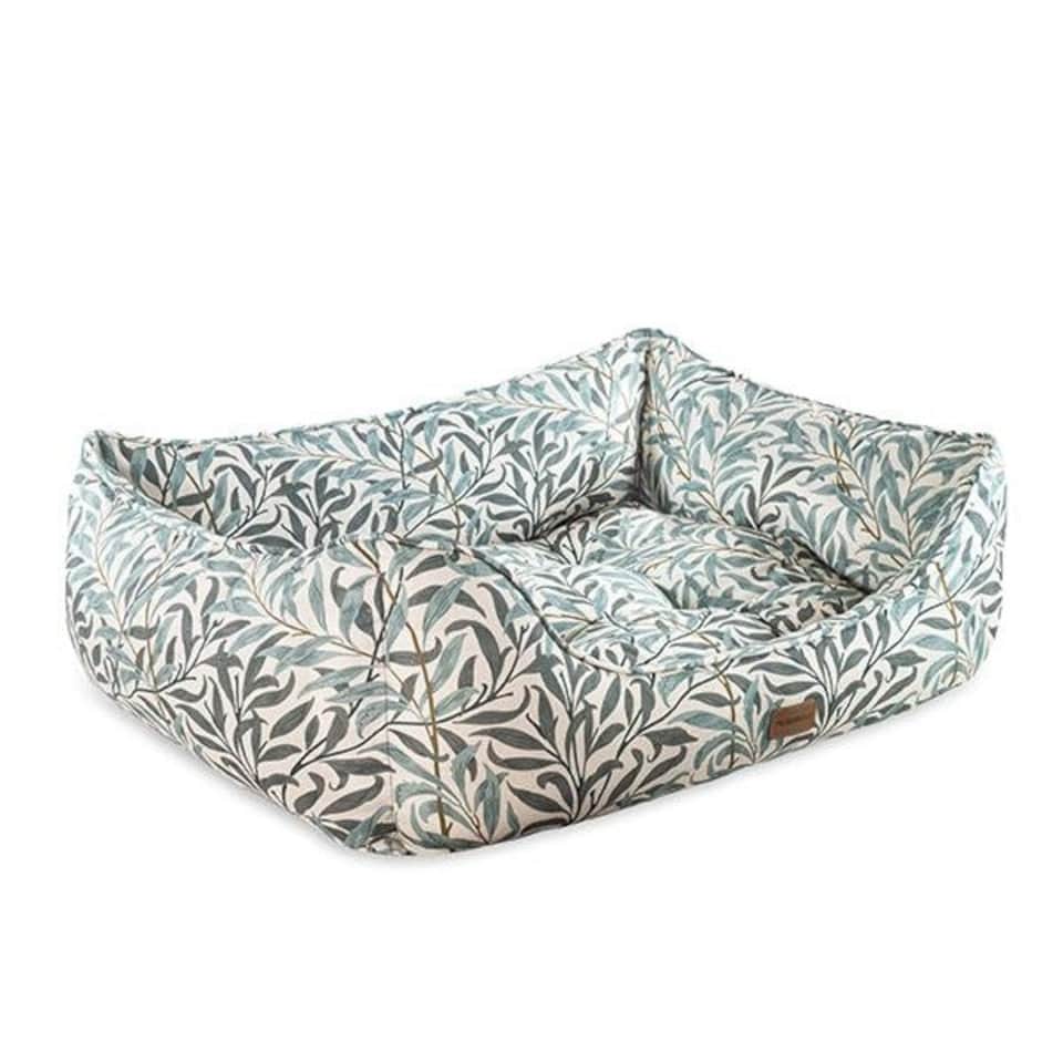 image 1 of Morris & Co Willow Boughs Print Square Box Dog Bed - Large | Green | L | 1