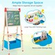 image 4 of COSTWAY Wooden Kids Art Easel Double Sided Easel Blackboard W/Replaceable Paper Roller