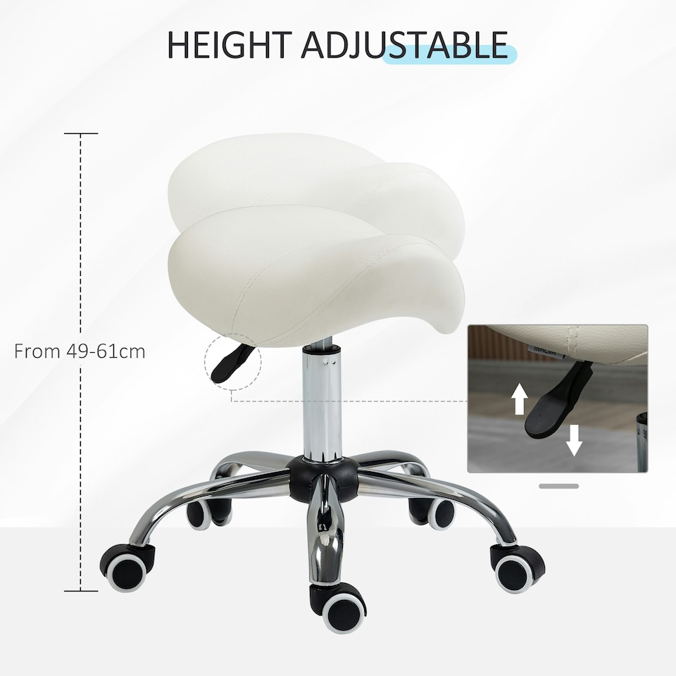 image 1 of HOMCOM PU Leather Saddle Stool w/ Moulded Padded Seat Adjustable Height Cream