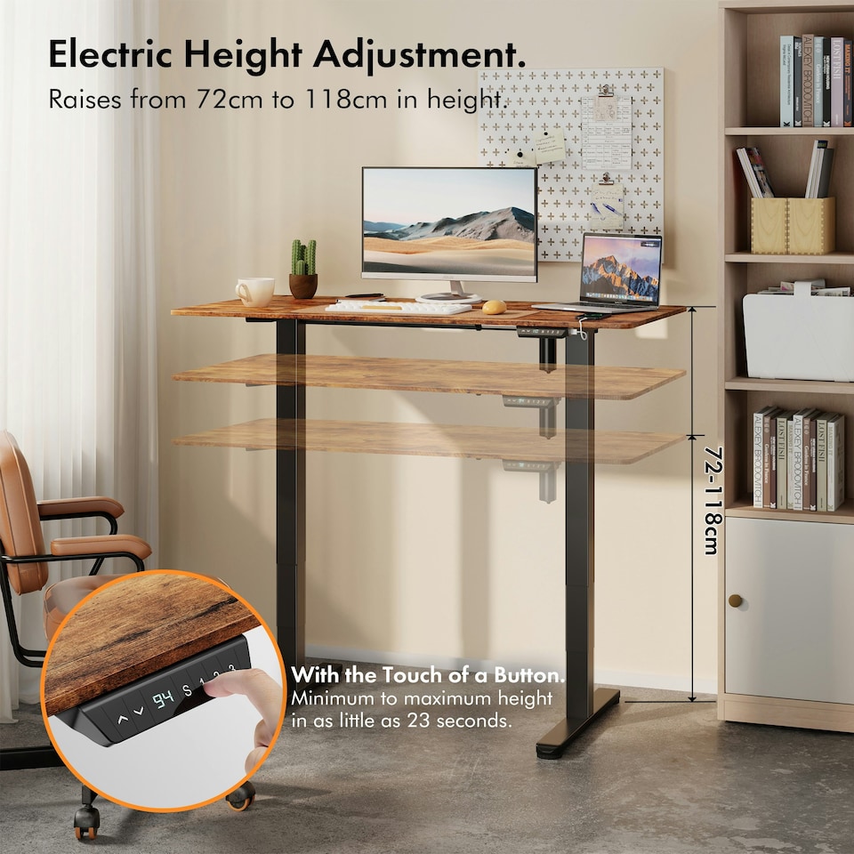 image 1 of VonHaus Large Adjustable Electric Standing Desk with USB-C charging