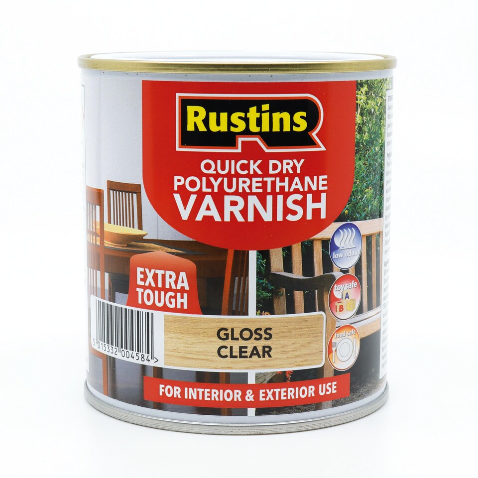 image 1 of Rustins Quick Drying Polyurethane Varnish Gloss Clear 5L