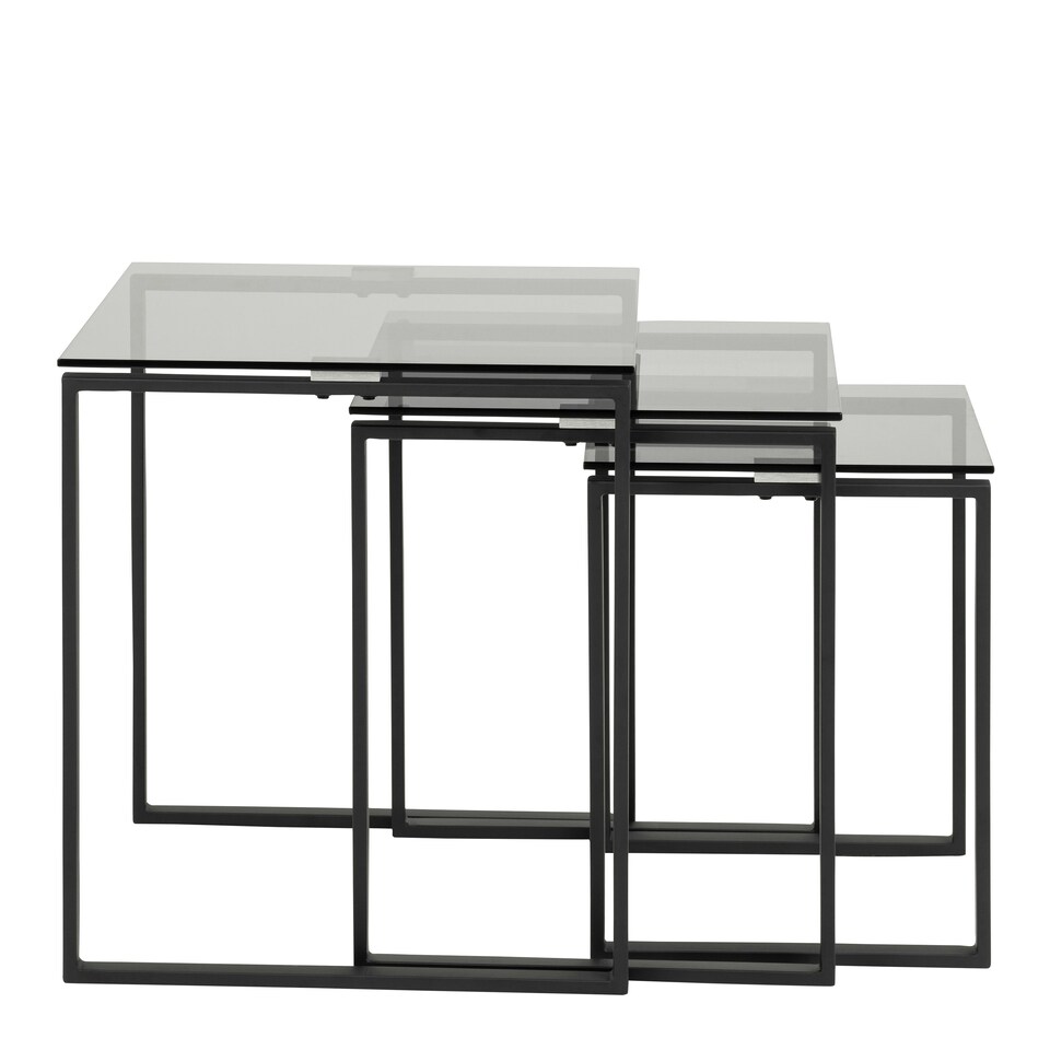 image 1 of Katrine Nest of Tables with Smoked Glass Top Set of 3