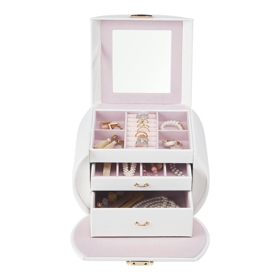 image 1 of Living and Home Stylish Jewellery Box with Handle  - Cherry Pink