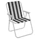 image 4 of Garden Table & Folding Deck Chairs Set 2 4 Seater Outdoor Patio Dining Furniture | White | Table + 4 White & Black Stripes Chairs