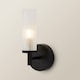 image 4 of ValueLights Canya Black IP44 Frosted Glass Wall Light | Black