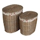 image 2 of Set of 2 Antique Wash Garden Rose Cotton Lined Oval Laundry Basket