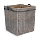 image 1 of Medium Wicker Grey Wash Square Hessian Lined Log Basket | Grey | Grey | M