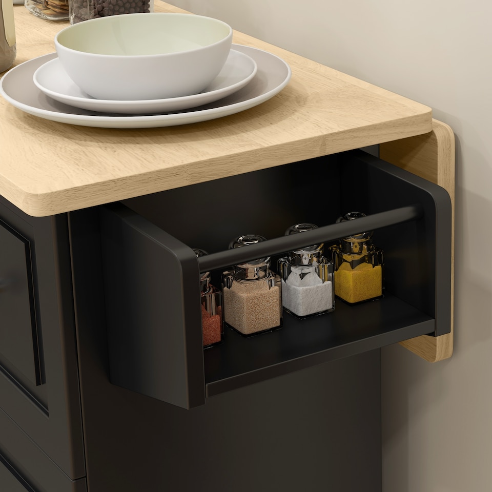 image 1 of HOMCOM Kitchen Island on Wheels, Kitchen Cart with Drop Leaf, Black