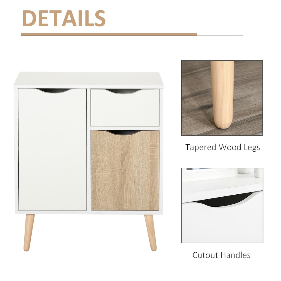 image 1 of HOMCOM Floor Cabinet Storage Cupboard Sideboard with Drawer for Bedroom