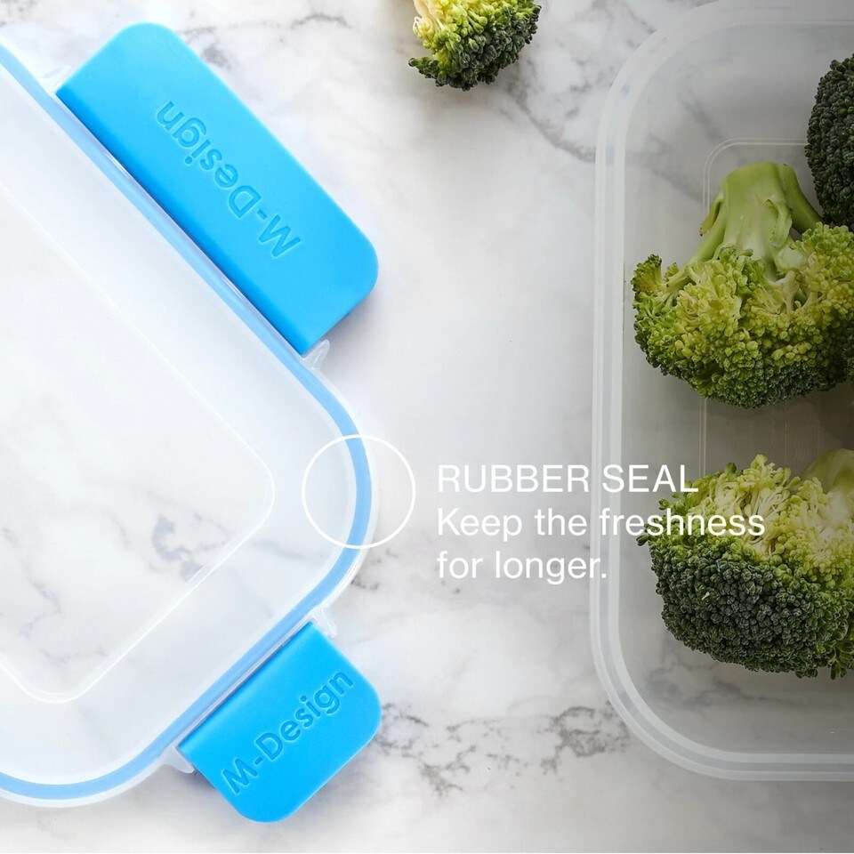 image 1 of Plastic Lunch Box Food Storage Air Tight Rubber Seal Container with Clip Lock 600ml | Multi | 1 of each colour | 600 ml | 3