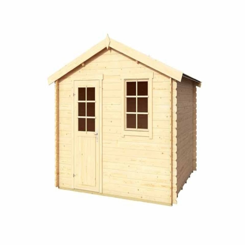 image 1 of Wels 3-Log Cabin, Wooden Garden Room, Timber Summerhouse, Home Office - L339.8 x W320 x H245.1 cm Brown