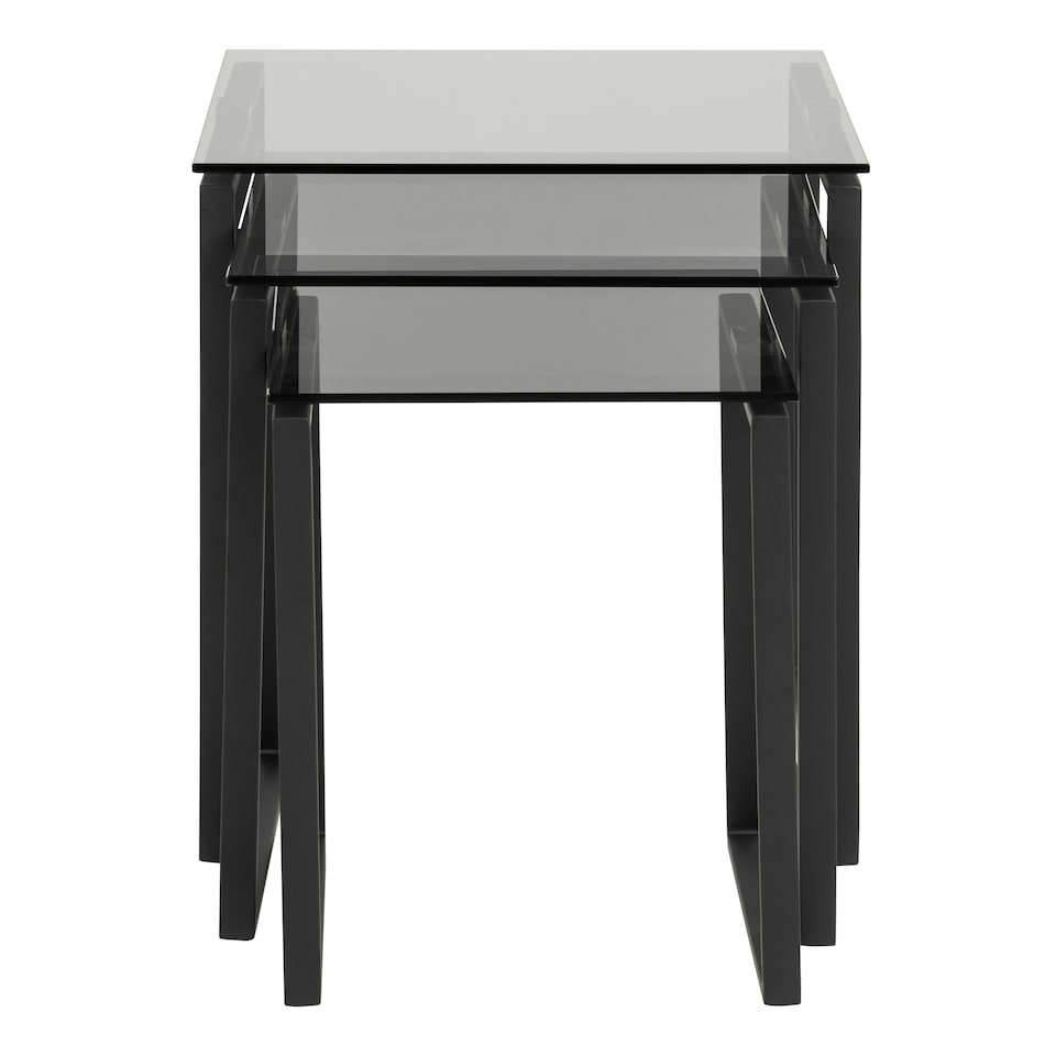image 1 of Katrine Nest of Tables with Smoked Glass Top Set of 3