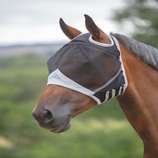 Shires Fine Mesh Fly Mask With Ear Hole | Black | Pony