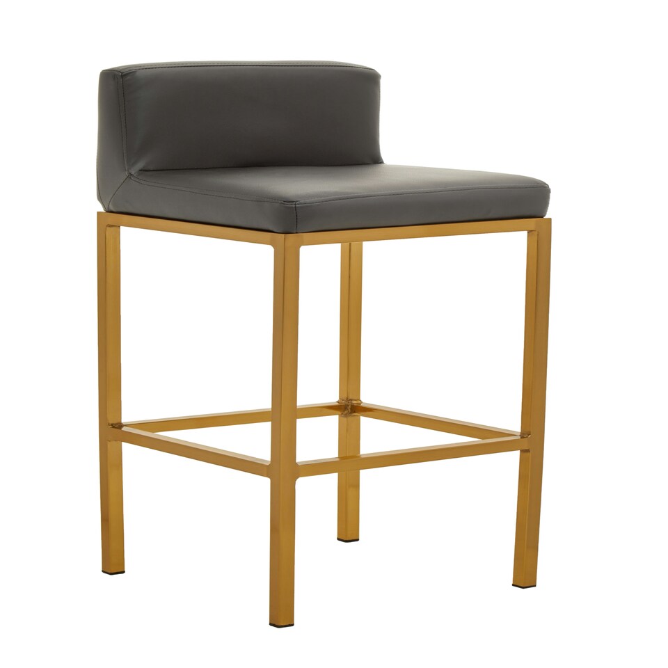 image 1 of Interiors by Premier Dark grey and Gold Finish Bar Chair, Glam Touch Indoor Metal Bar Stool, Footrest Bar Chair