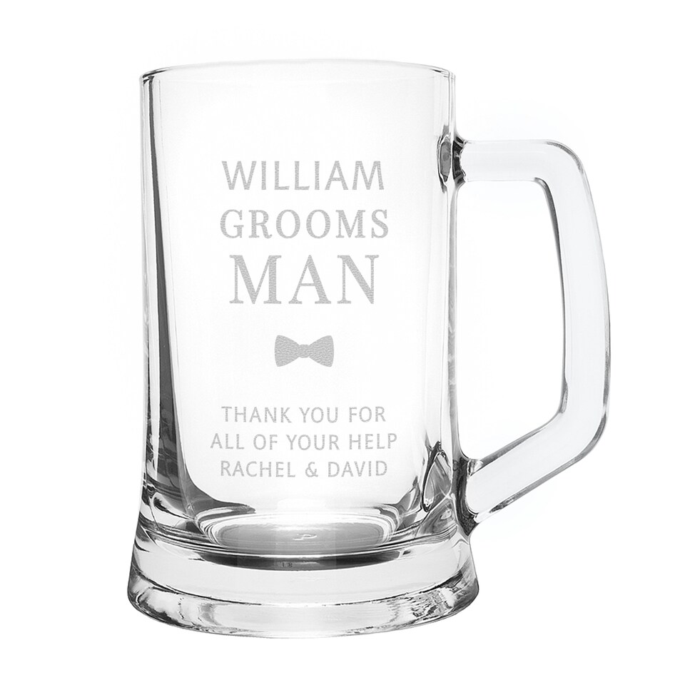 image 1 of Personalised Groomsman Pint Stern Tankard Clear