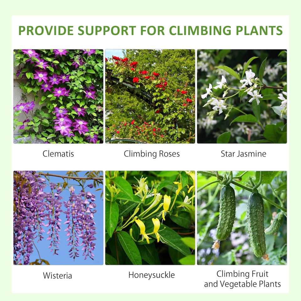 image 1 of Outsunny Set of 2 Metal Trellis for Climbing Plants, Leaf Design, 50 x 181cm