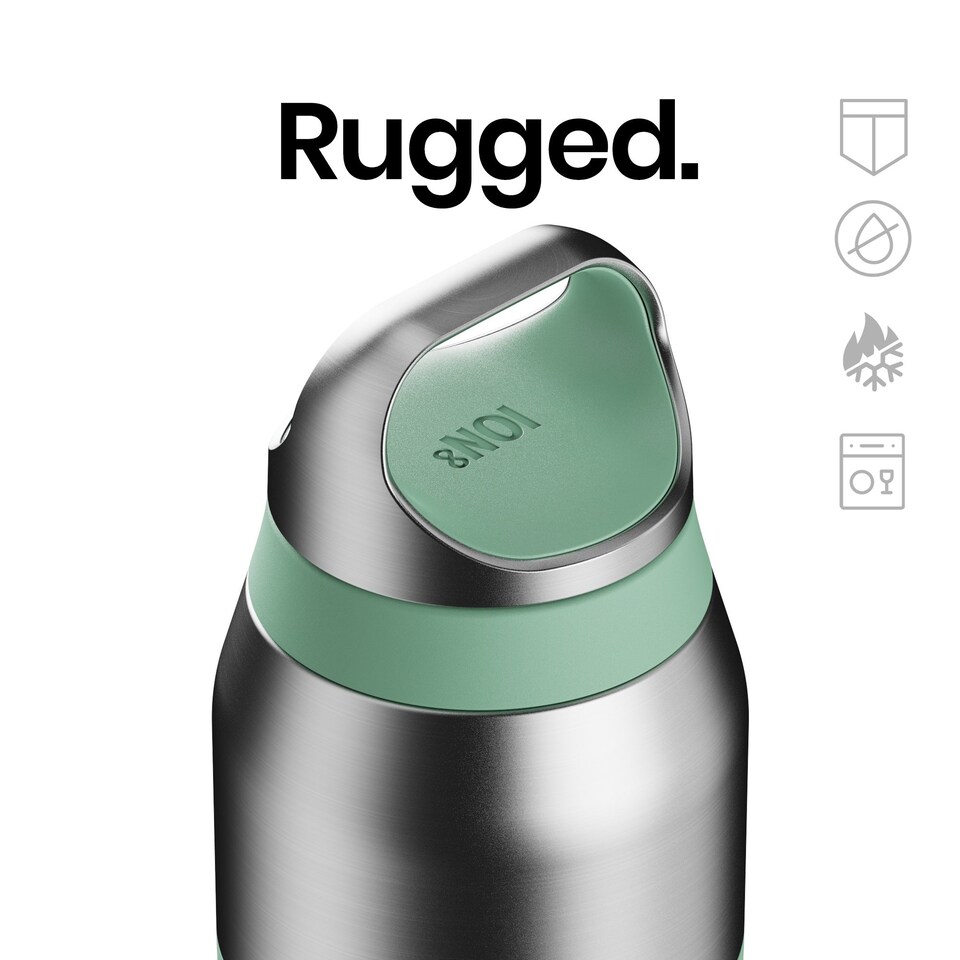 image 1 of ION8 ROAM Insulated Steel Water Bottle, Rubberised, 655ml / 22oz