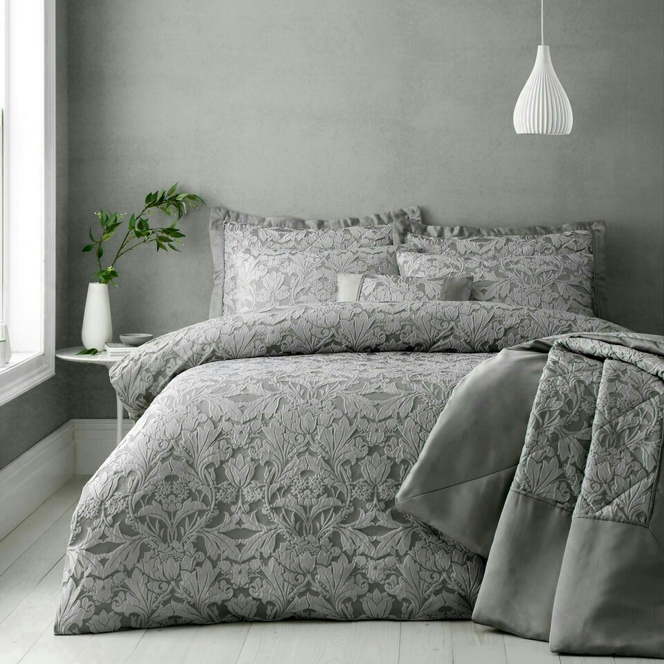 image 1 of Portfolio Home Blenheim Jacquard Bedding Duvet Cover Set Grey | Single