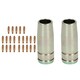 image 1 of 2 shroud & 25 x 1.0mm Contact Tips MIG Welding Binzel Style Euro Torch MB25