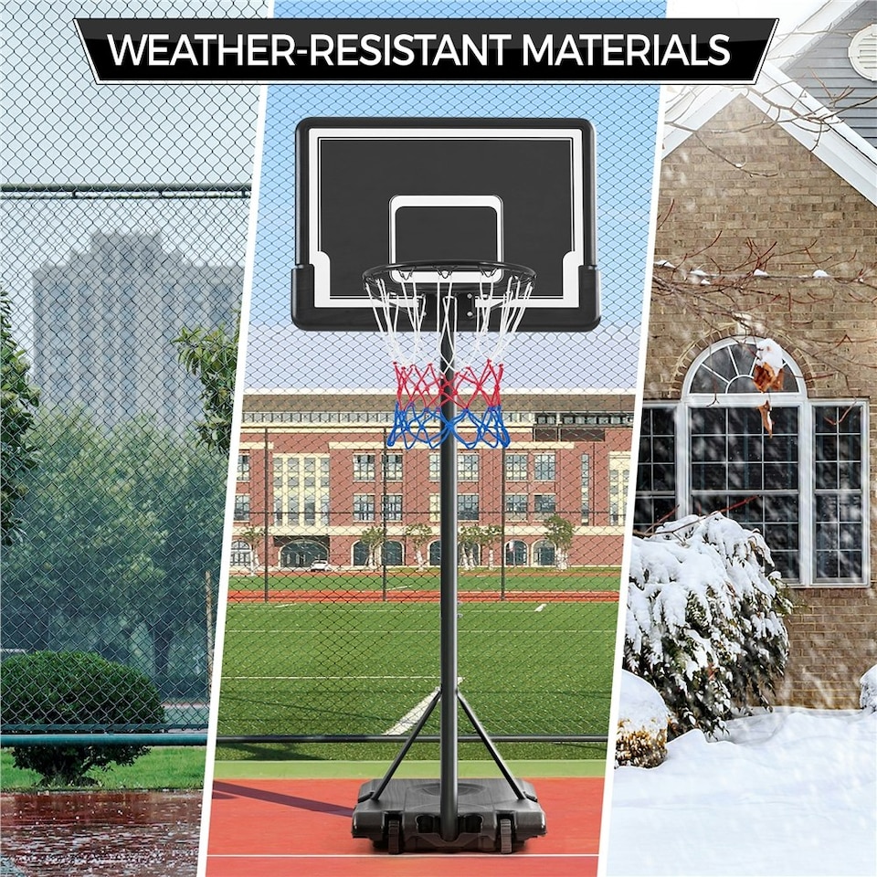 image 1 of Yaheetech PE Backboard Basketball Stand System w/ Wheels Black/White