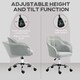 image 4 of HOMCOM Vanity Swivel Chair, Teddy Fleece Office Desk Chair with Adjustable Height for Home, Study, Bedroom, Makeup, Grey