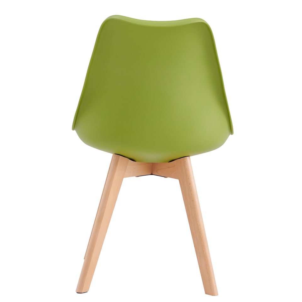 image 1 of Set of 4 Dining Chairs with Solid Wooden Legs and Seat Cushion Pads in Green - Eva by MCC