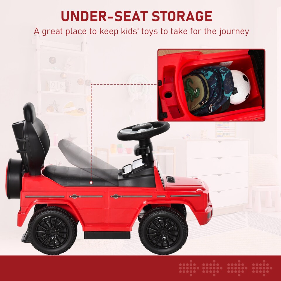 image 1 of HOMCOM Ride-on Push Car 3 in 1 Benz G350 Baby Floor Slider Walker, Red
