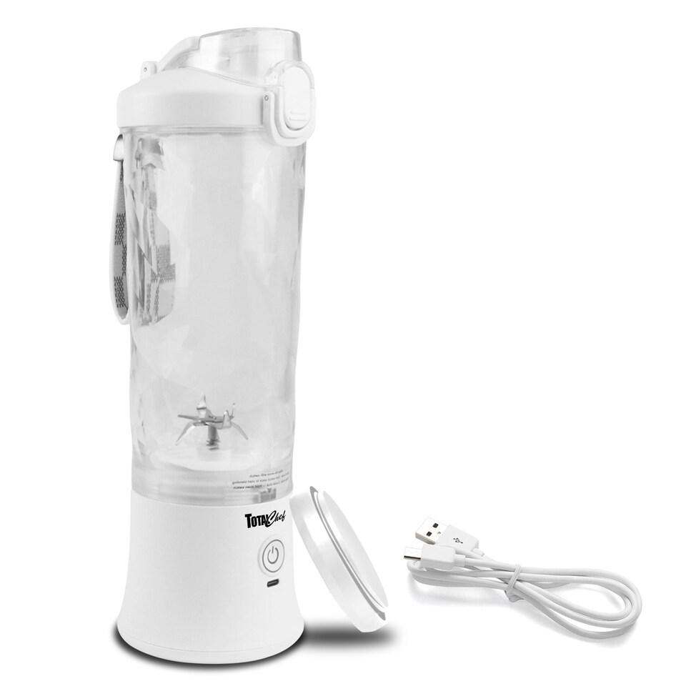 image 1 of Total Chef Cordless Portable Blender 600ml, USB Rechargeable, White
