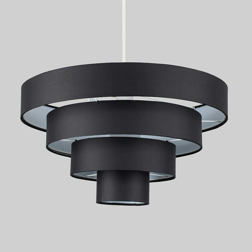 image 1 of ValueLights Modern 4 Tier Black Fabric Ceiling Pendant Light Shade