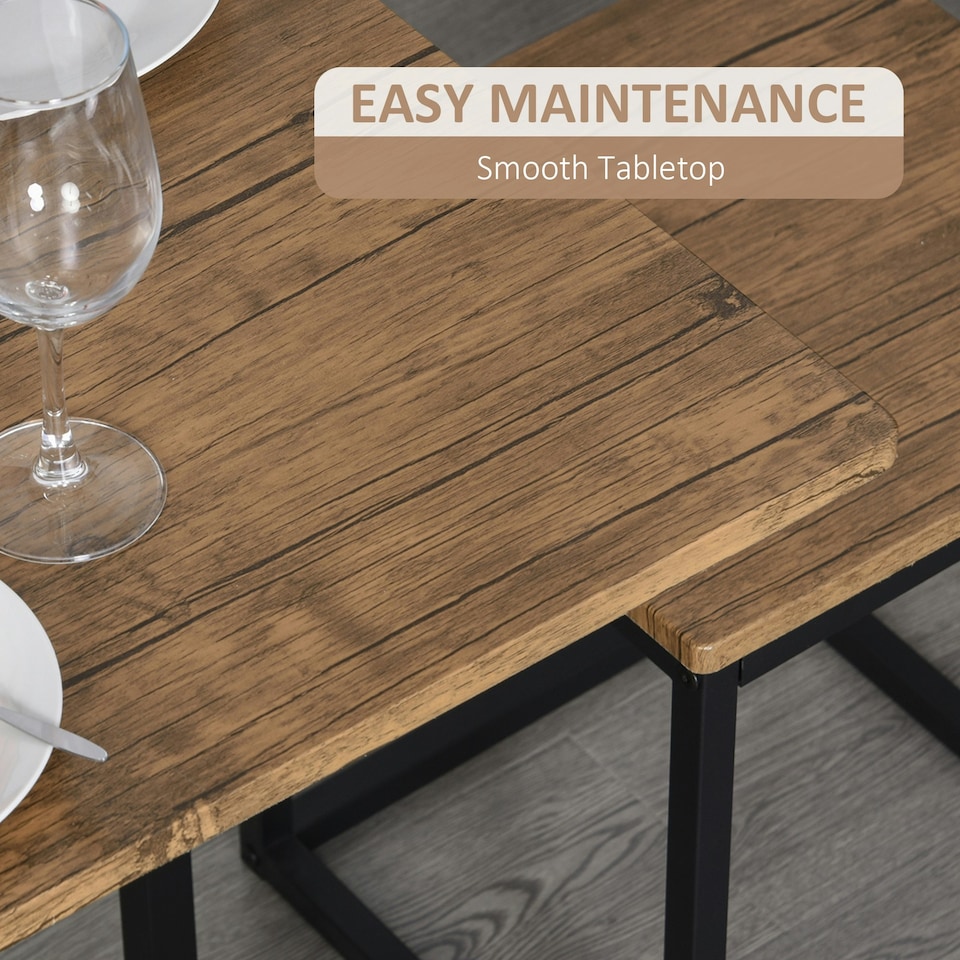 image 1 of HOMCOM 5 PCS Industrial Boxy Table & Stool Set Metal Frame Cool Dining Seating