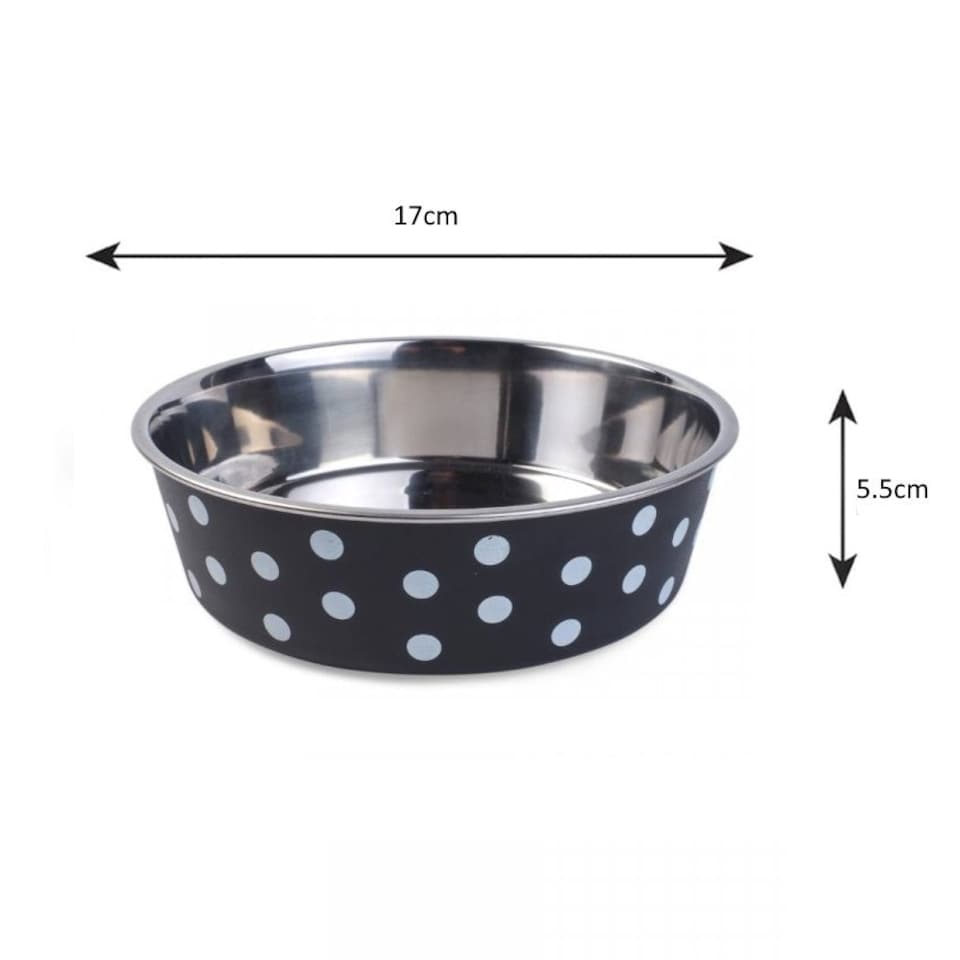 image 1 of Zoon Navy Polka Dot Pet Bowl 17cm Blue