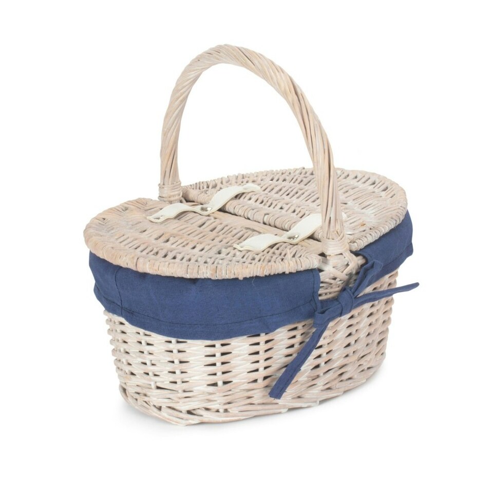 image 1 of White Wash Lidded Basket with Lining Red | Red And White Checked | One Size
